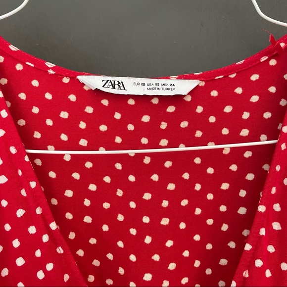 Zara Red Polka Dot Midi Dress - Picture 3 of 5